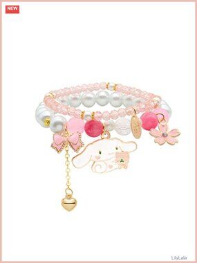 Kawaii Crystal Beaded Stretch Bracelet Set Adjustable Elastic Wristband